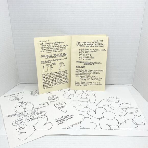 Vintage 1991 "Bunny Quilt" Wall Hanging Pattern Quilting Project - Picture 2 of 3